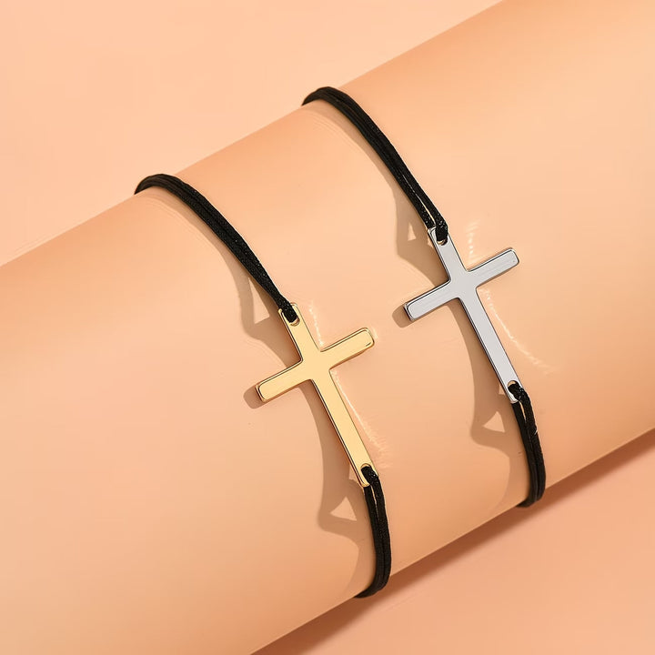 Braided Cross Couple Bracelet