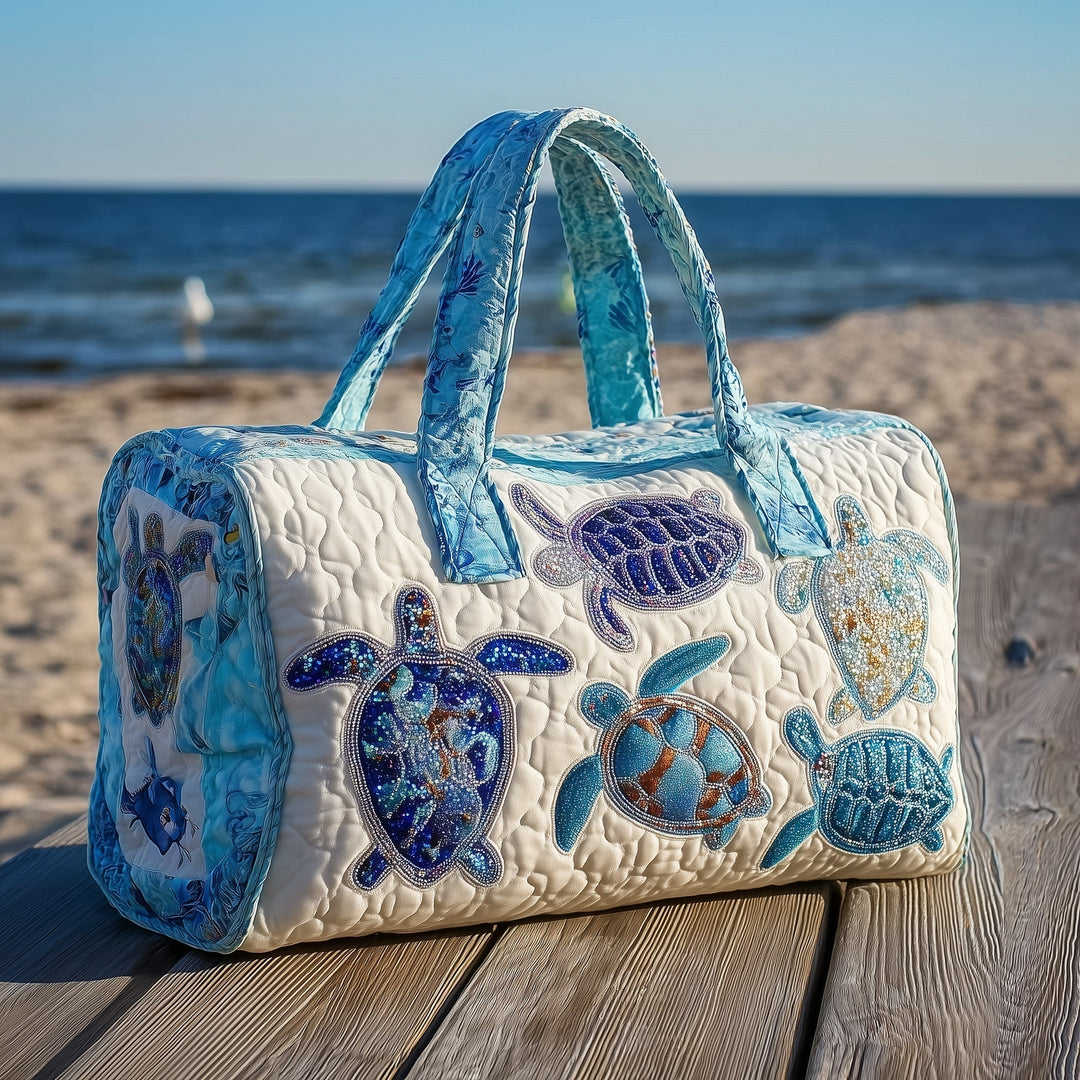 Sea Turtle Coastal Beach Quilted Duffel Bag