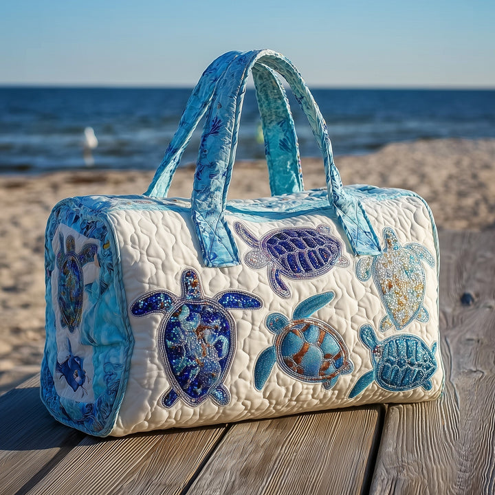 Sea Turtle Coastal Beach Quilted Duffel Bag