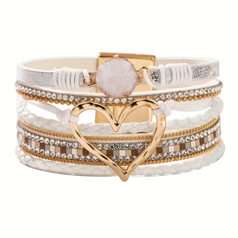 Boho Multi-Layer Gold Heart Bracelet