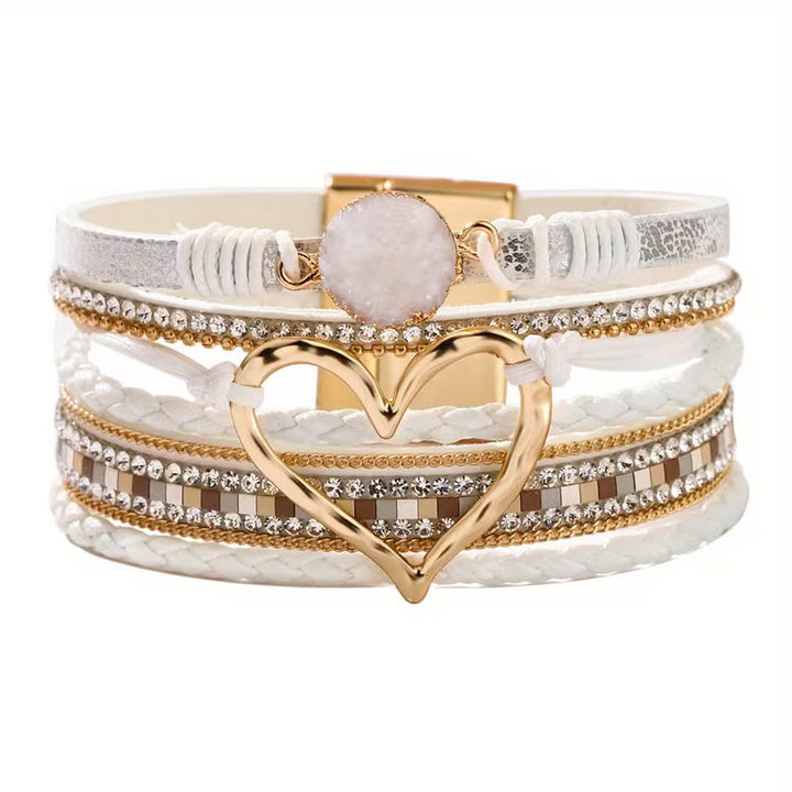 Boho Multi-Layer Gold Heart Bracelet