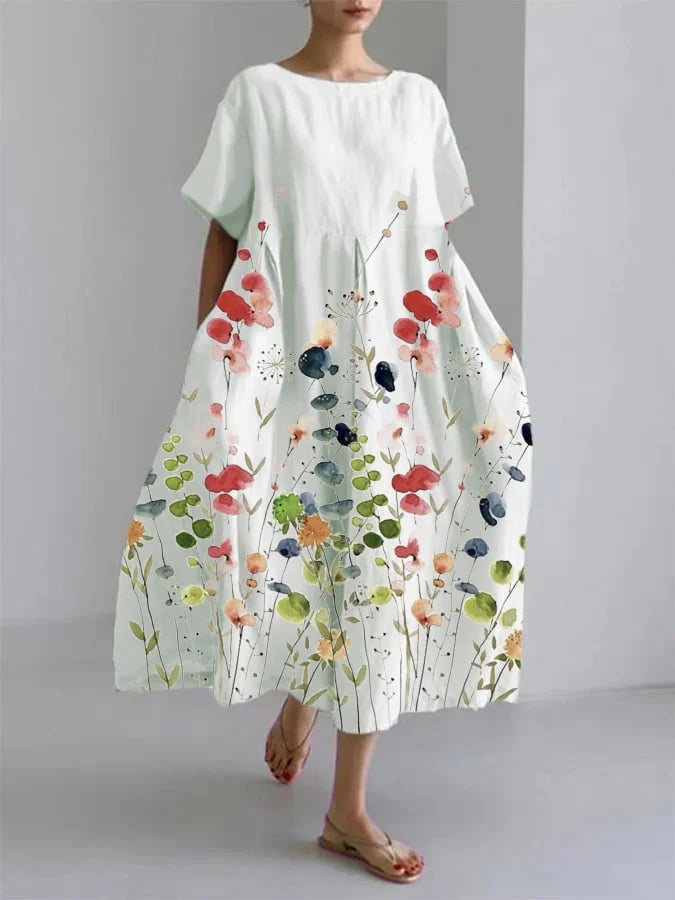 Women’s Summer Dress | Floral Long Short Sleeve Maxi