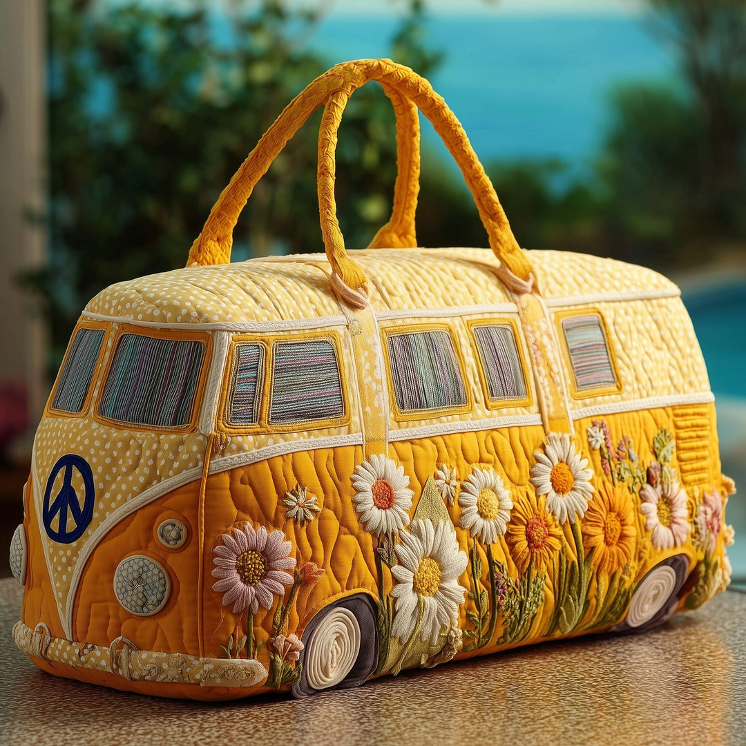 Vintage Camper Van Adventure Quilted Duffel Bag