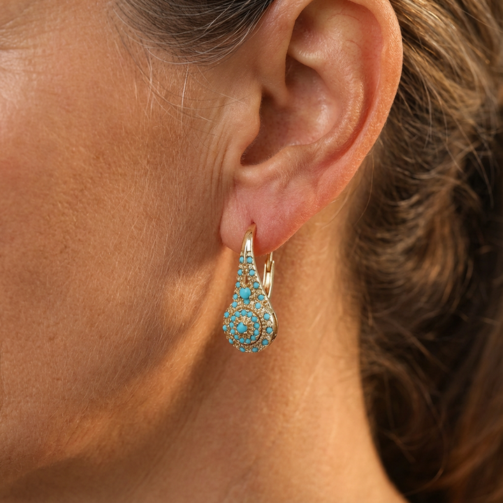 Gilded Turquoise Bloom Earrings