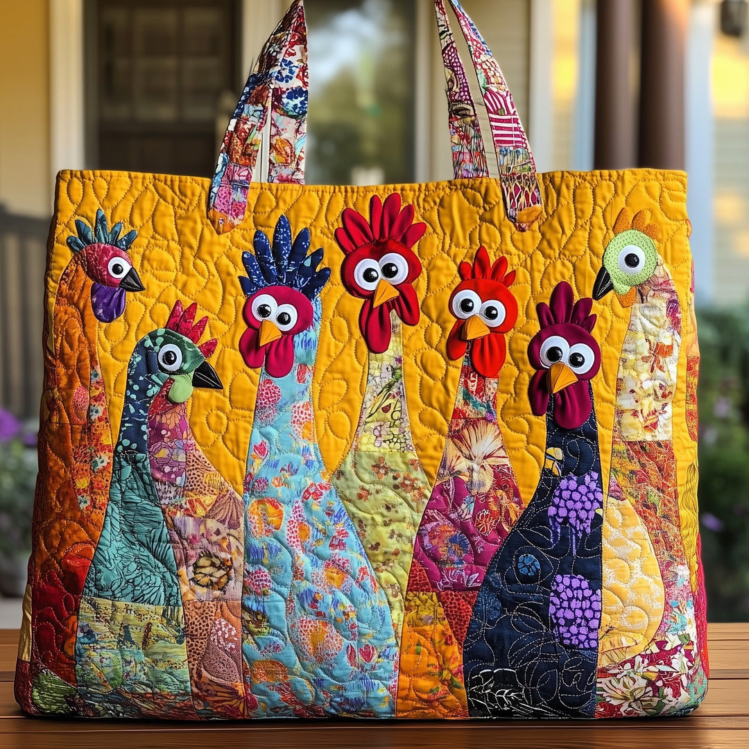 Funky Chicken Crew Quilted Tote Bag