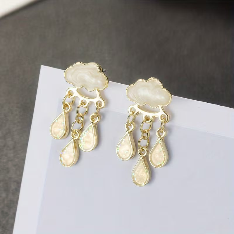 Elegant Cloud Drop Earrings with Tassels