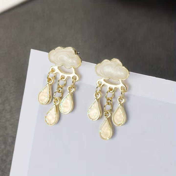 Elegant Cloud Drop Earrings with Tassels
