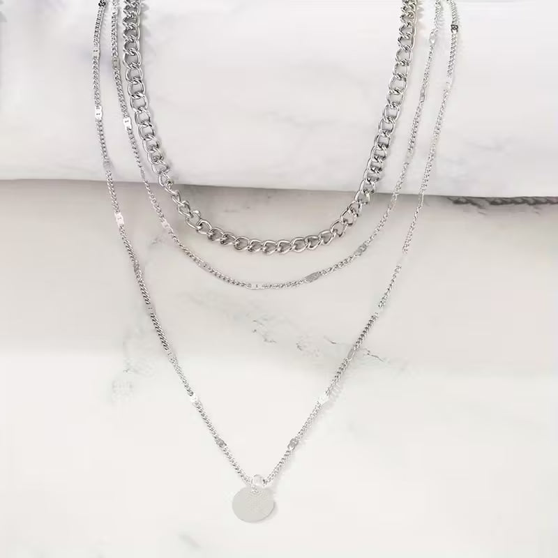 Elegant Multi-Layer Necklace with Round Pendant