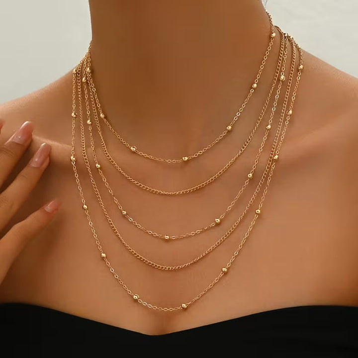 Elegant Multi-Chain Necklace with Tassels