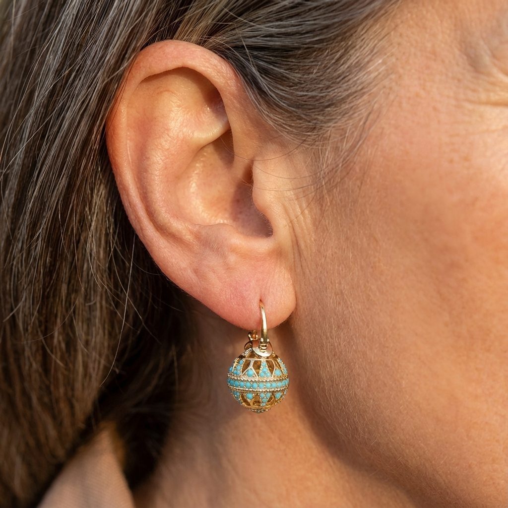 Gilded Turquoise Mandala Earrings