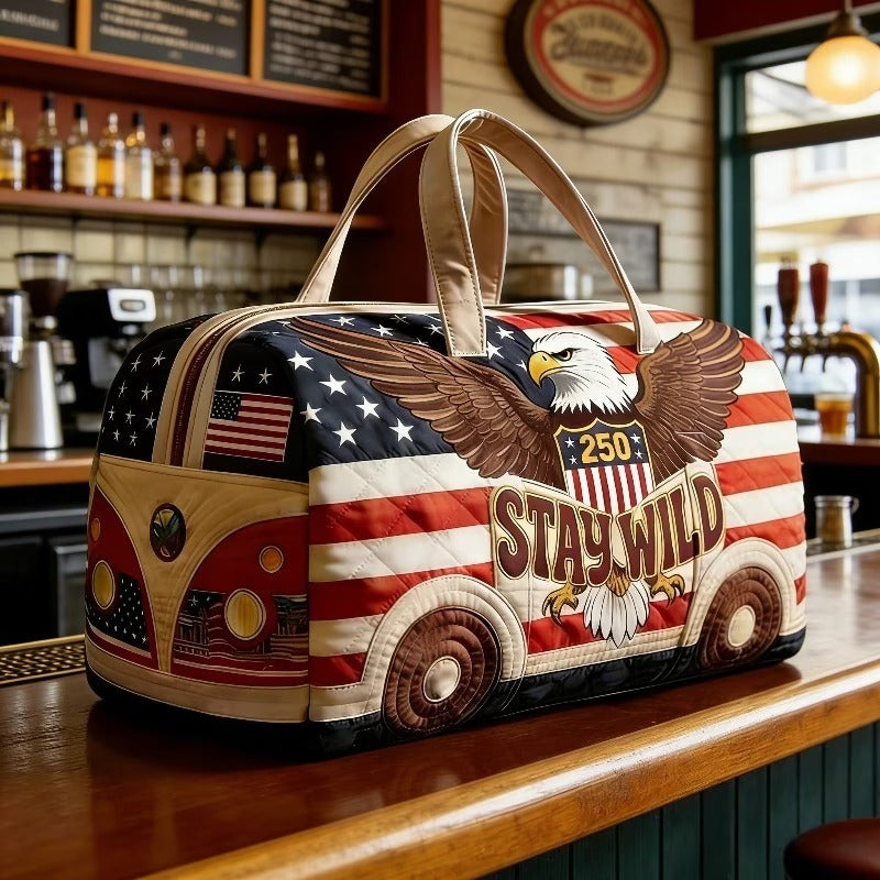 Eagle Patriotic Flag Quilted Duffel Bag