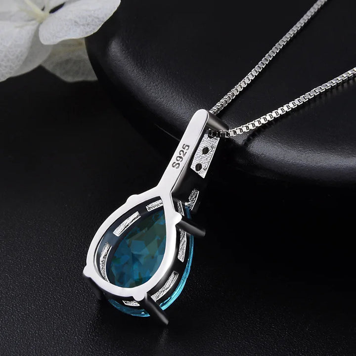 Sterling Silver Water Drop Blue Pendant Necklace