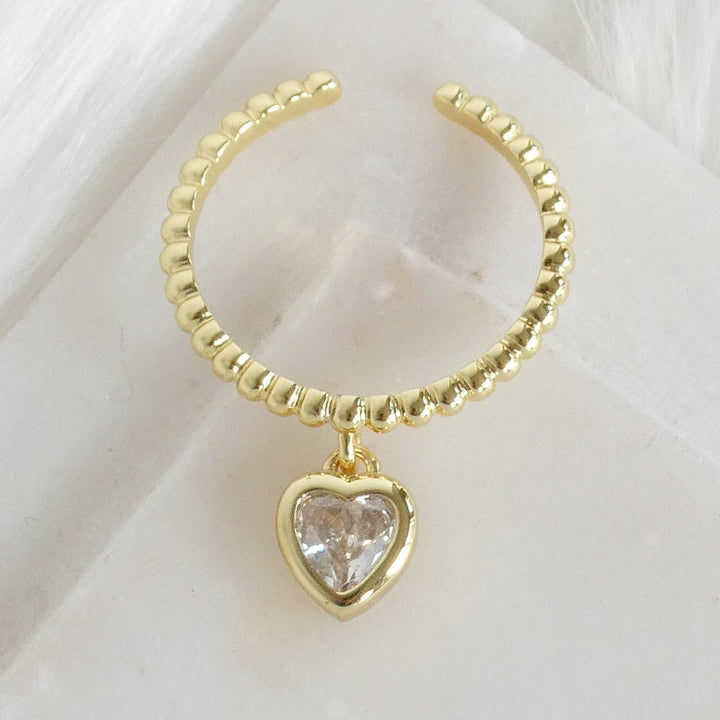 Crystal Heart Pendant Ring