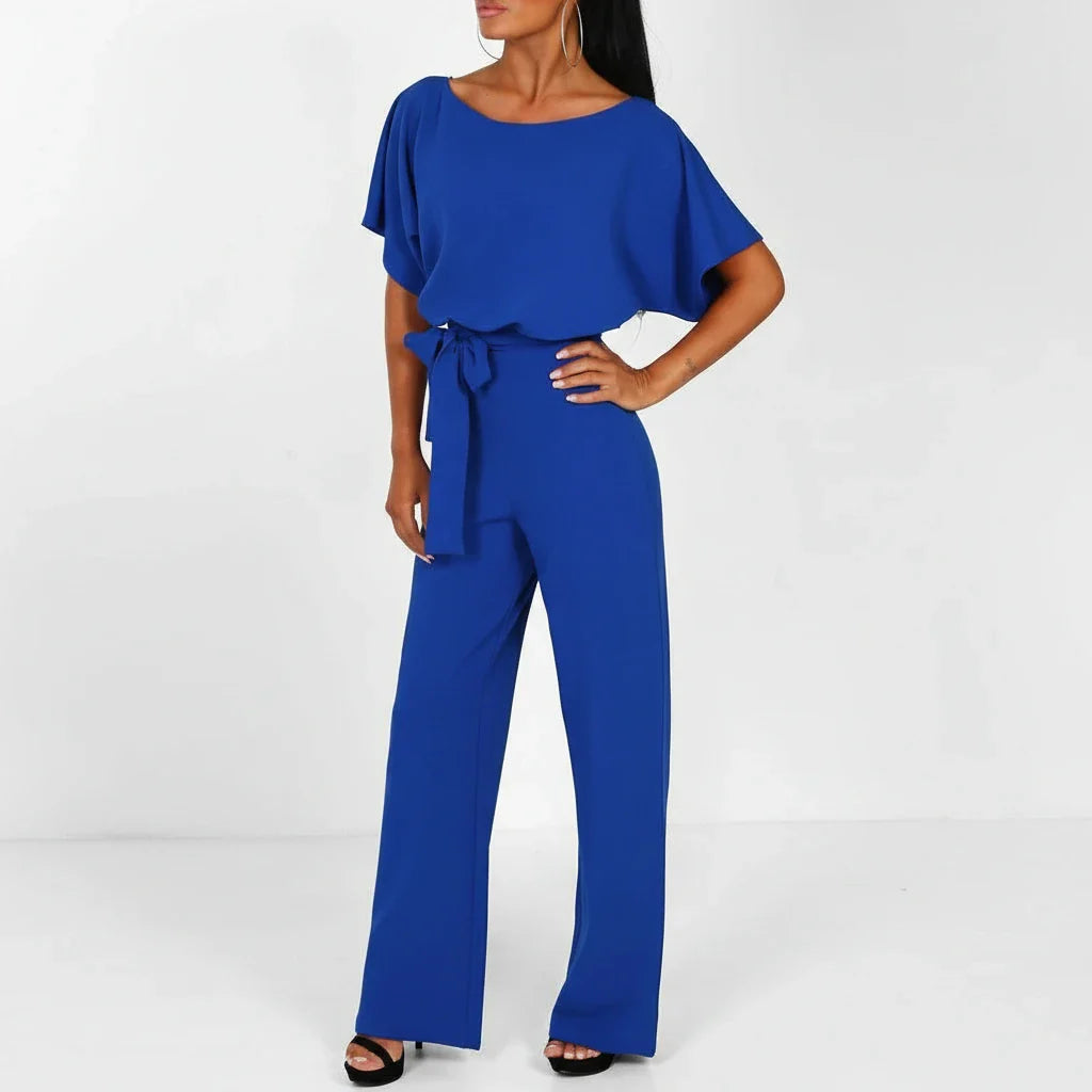 Women's Belted Wide Leg Jumpsuit
