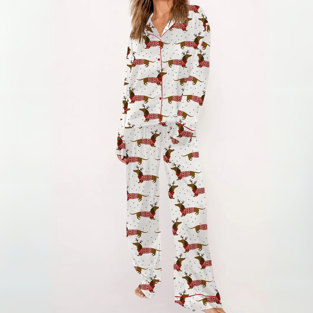 SYLIA™ - Casual Printed Button Down Top and Comfy Pajama