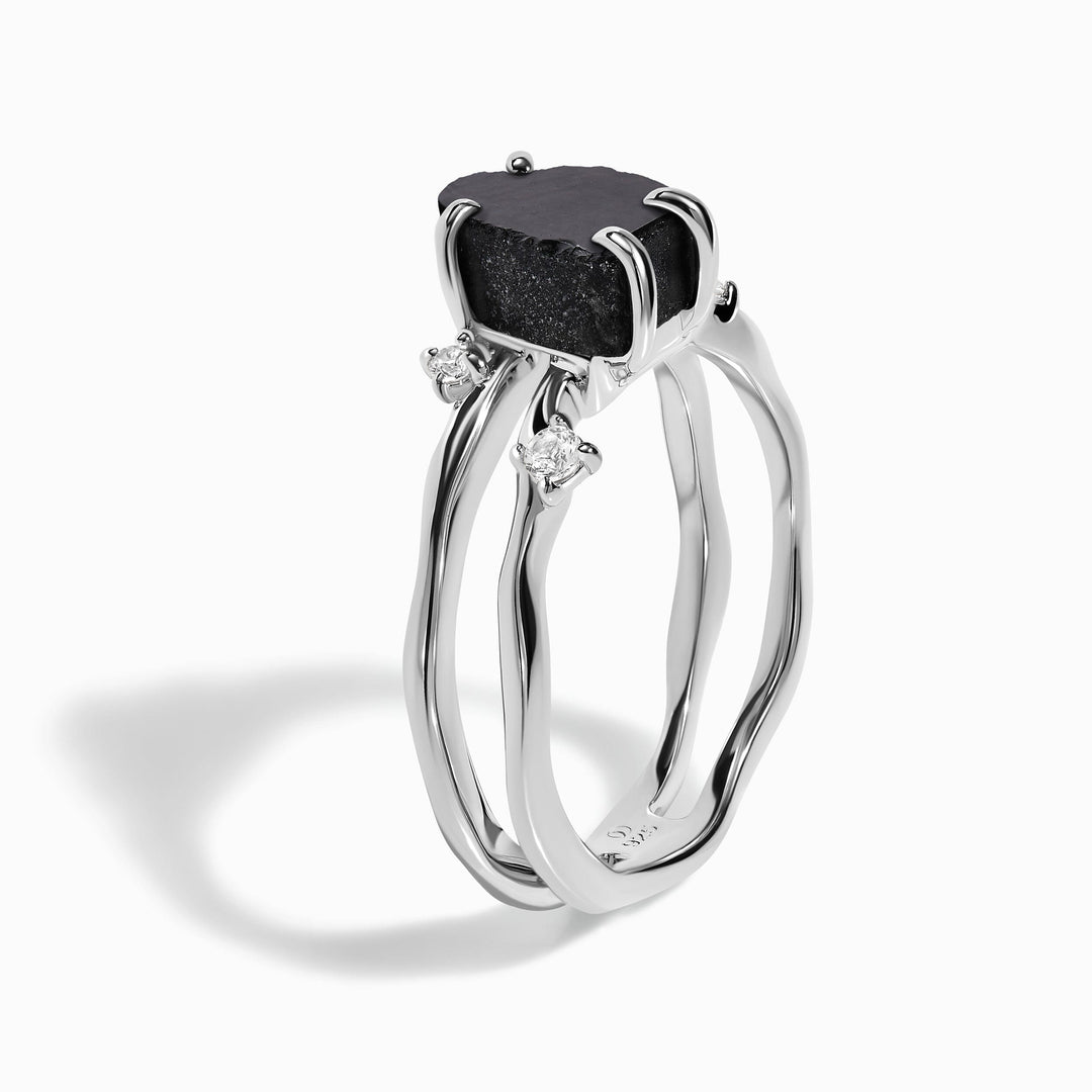 Black Obsidian and Scattered Onyx Ring Set