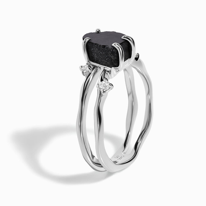 Black Obsidian and Scattered Onyx Ring Set