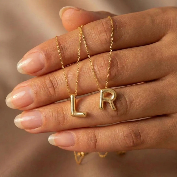 Custom bubble letter necklace in retro style