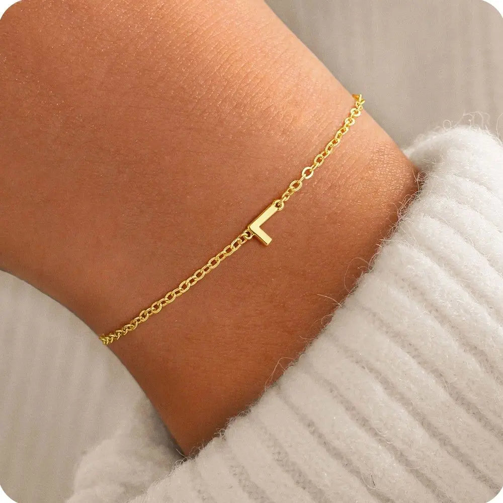 Custom sideways letter bracelet with multiple initials