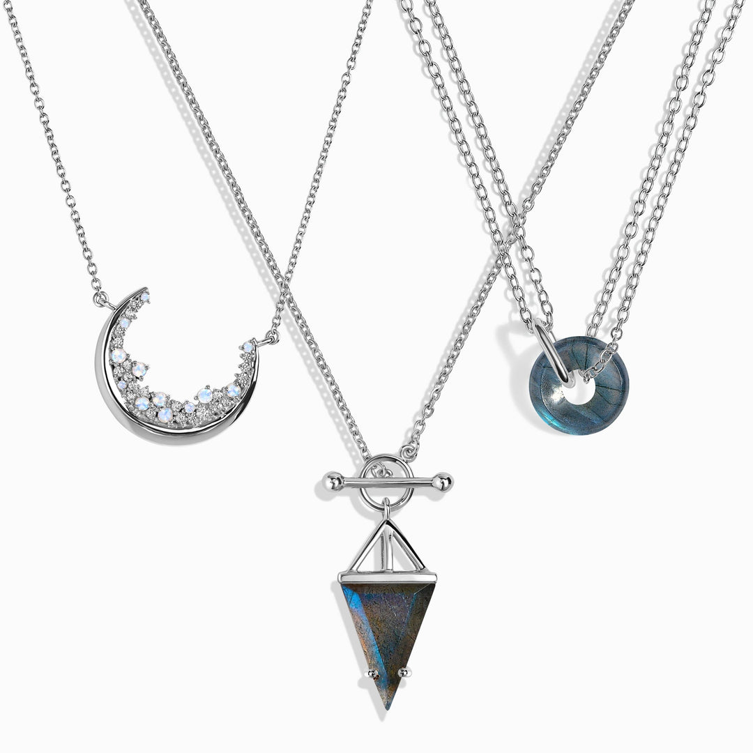 Labradorite Donut Pendant Necklace Set
