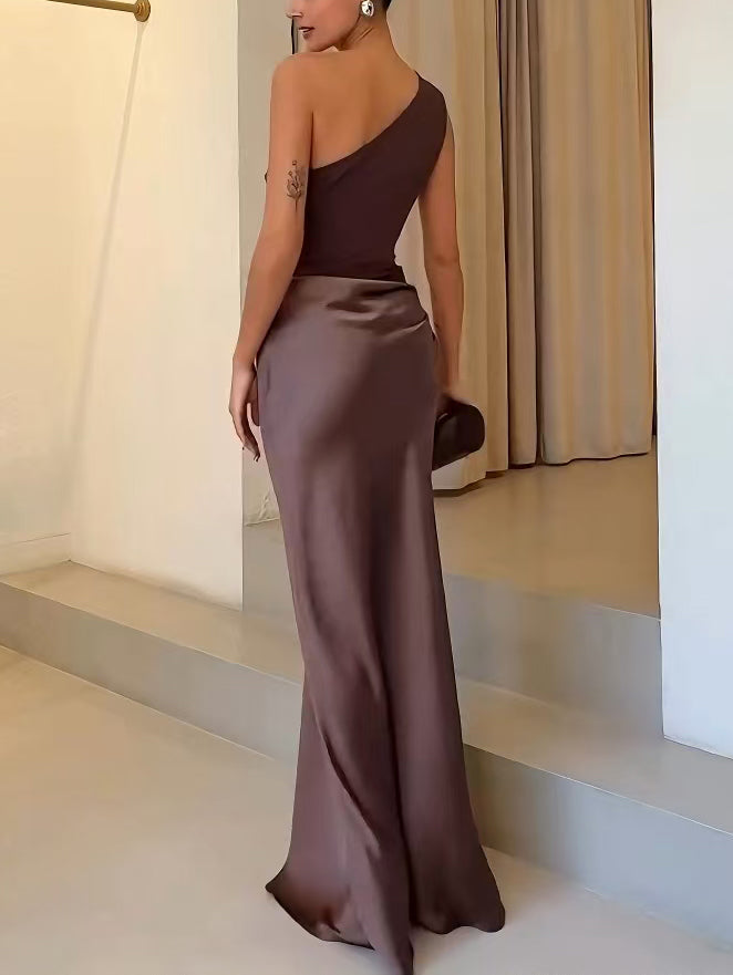 Women's Dress | One Shoulder Maxi Floor Length