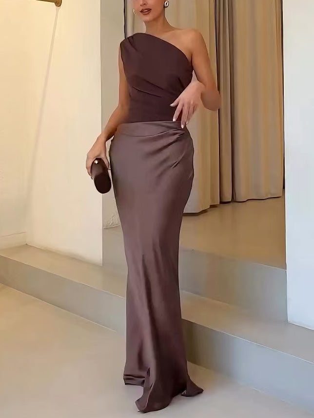 Women's Dress | One Shoulder Maxi Floor Length