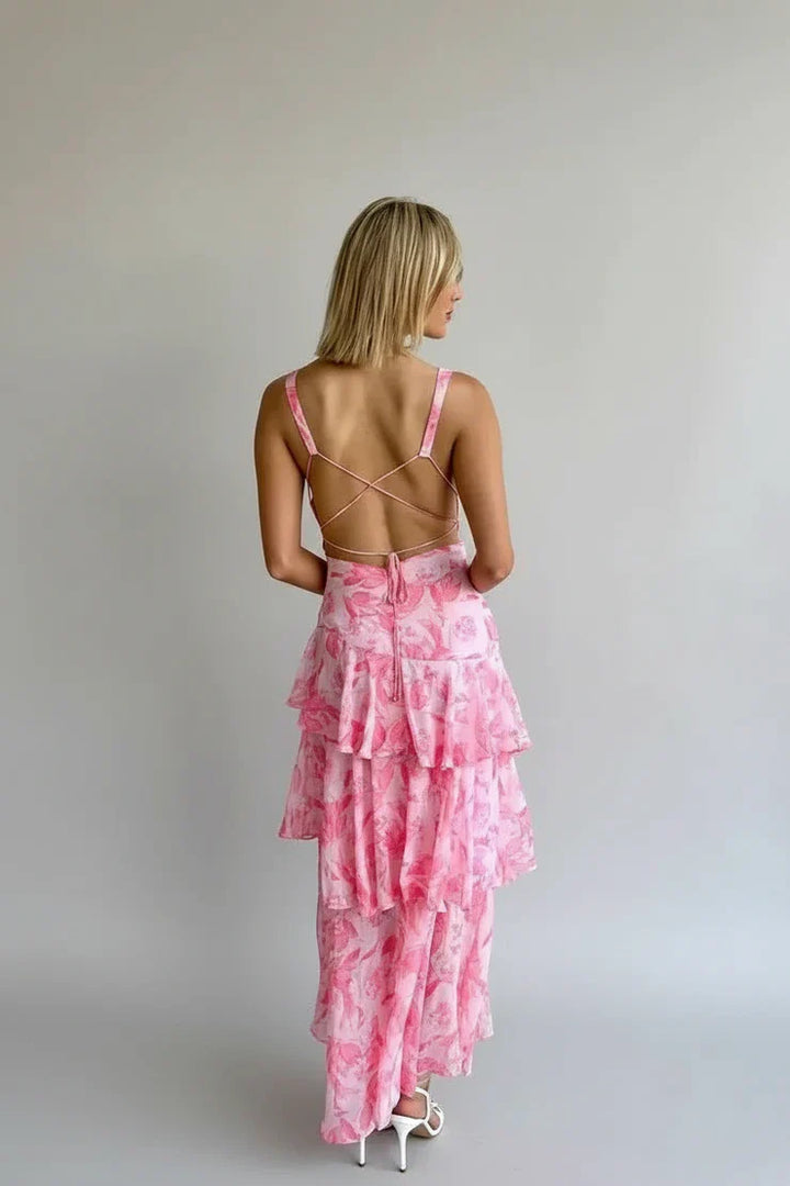 Floral V-Neck Sundress Maxi Dress for Women