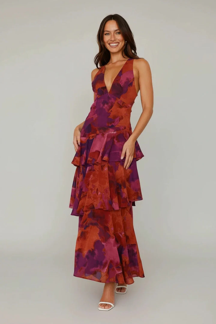 Floral V-Neck Sundress Maxi Dress for Women