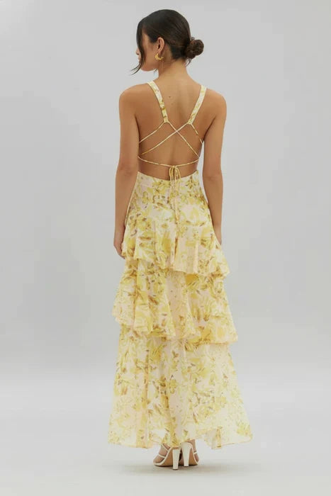 Floral V-Neck Sundress Maxi Dress for Women