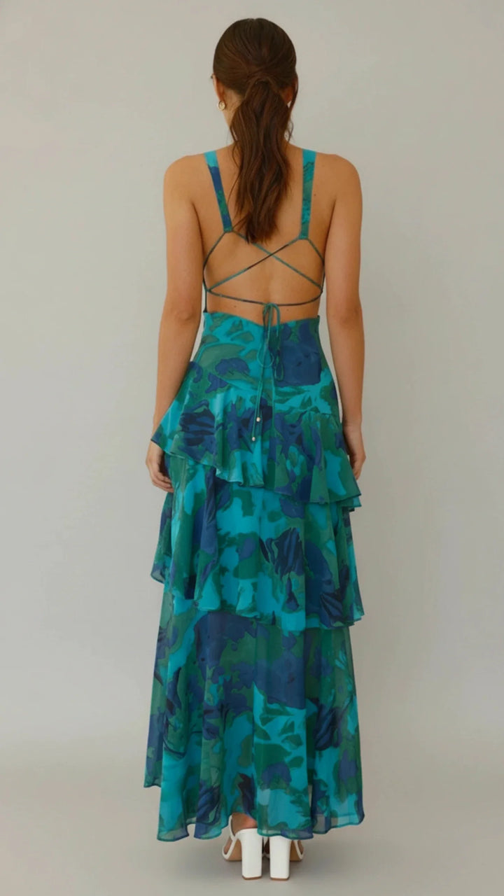 Floral V-Neck Sundress Maxi Dress for Women