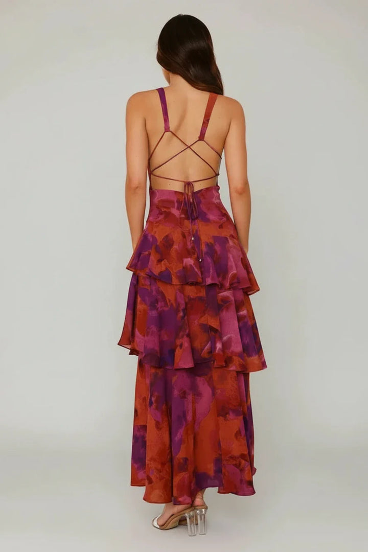 Floral V-Neck Sundress Maxi Dress for Women