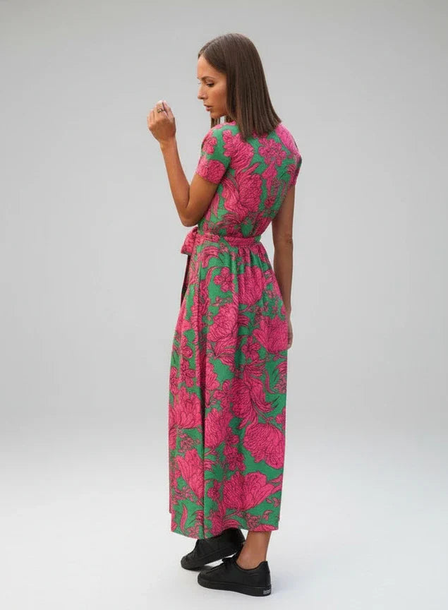 Floral Wrap Midi Dress for Women