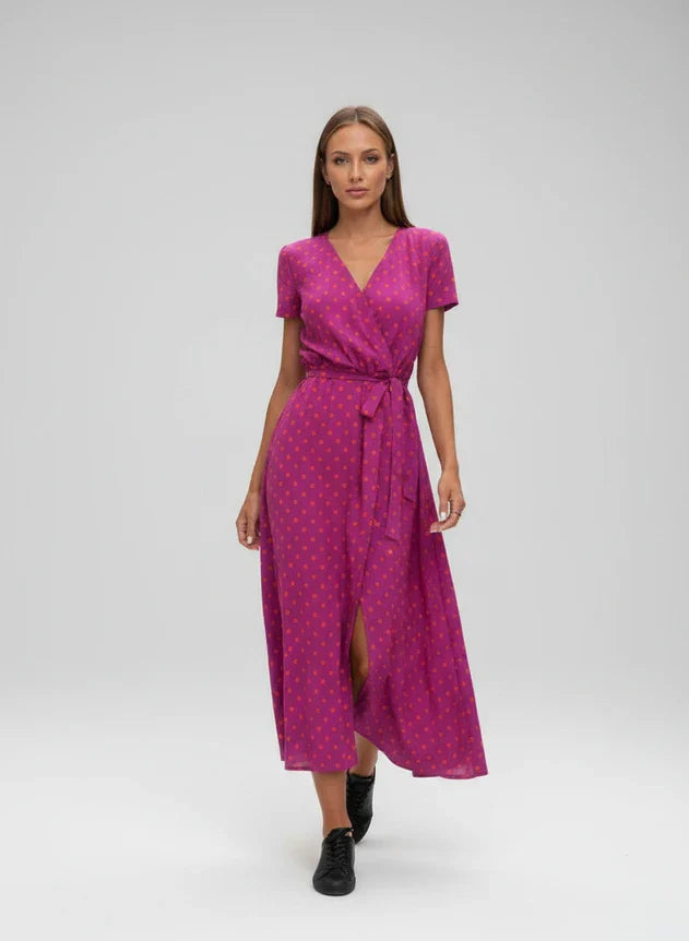 Floral Wrap Midi Dress for Women