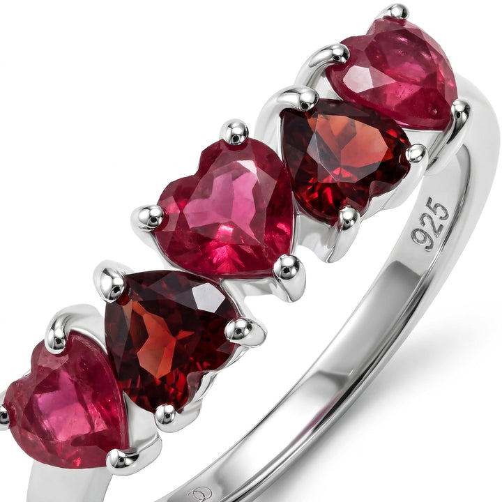 Ruby and Garnet Heart Ring