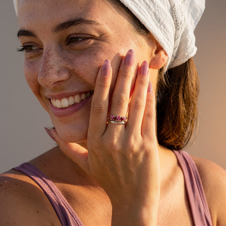 Ruby and Garnet Heart Ring