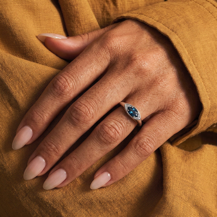 Blue Topaz Evil Eye Ring