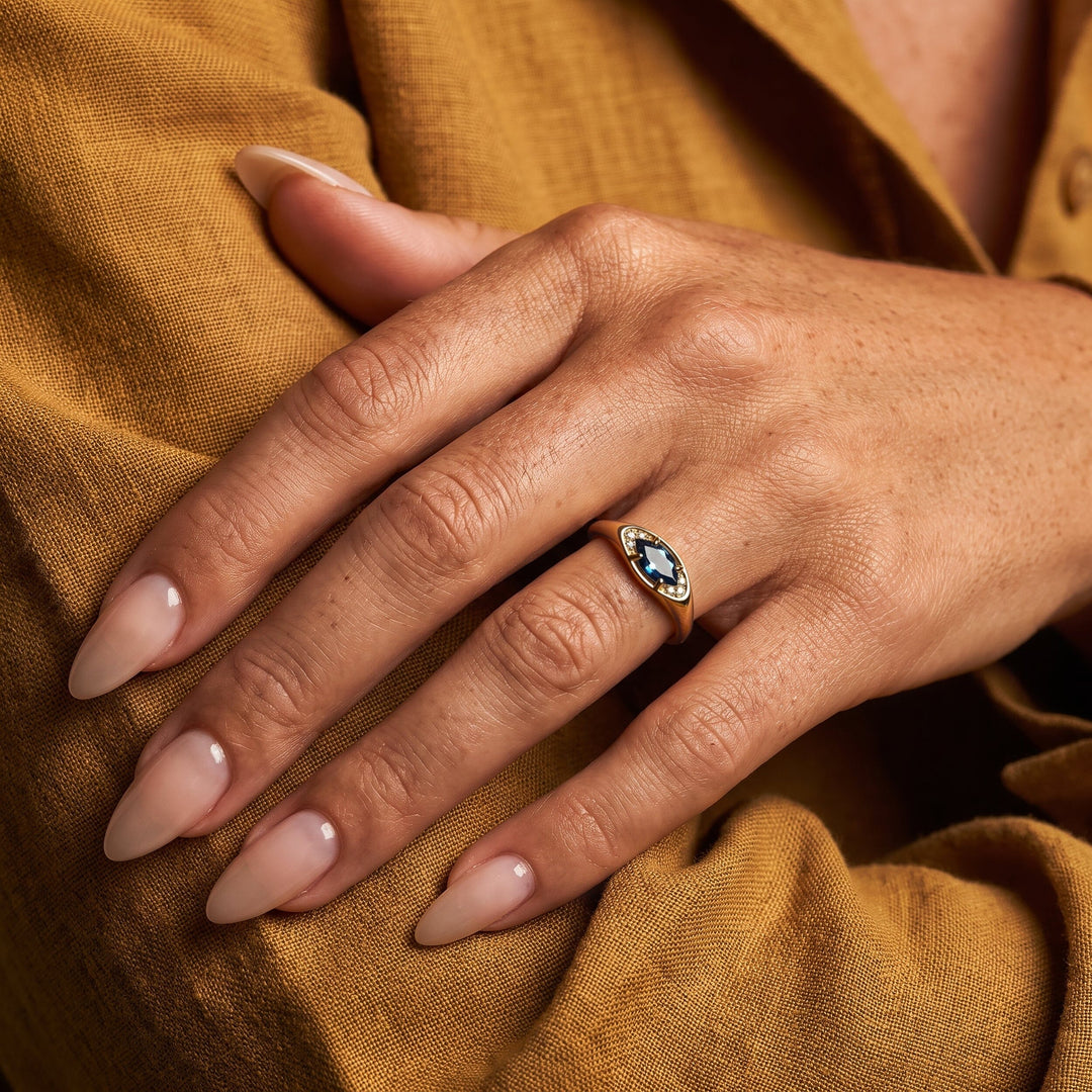 Blue Topaz Evil Eye Ring