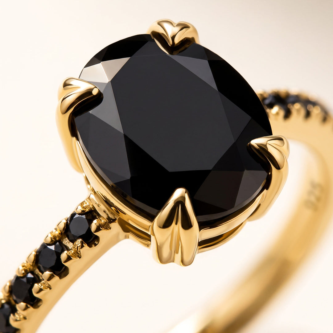 Black Obsidian and Spinel Statement Ring