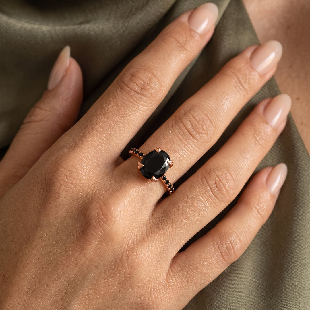 Black Obsidian and Spinel Statement Ring