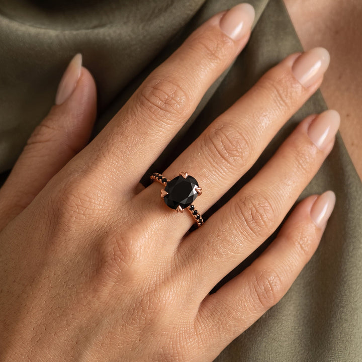 Black Obsidian and Spinel Statement Ring