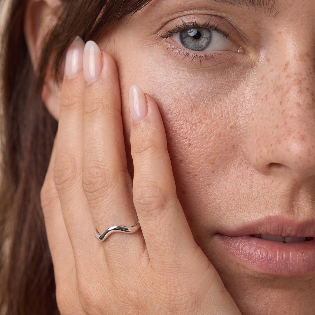Rippled Silver Stacking Band Ring