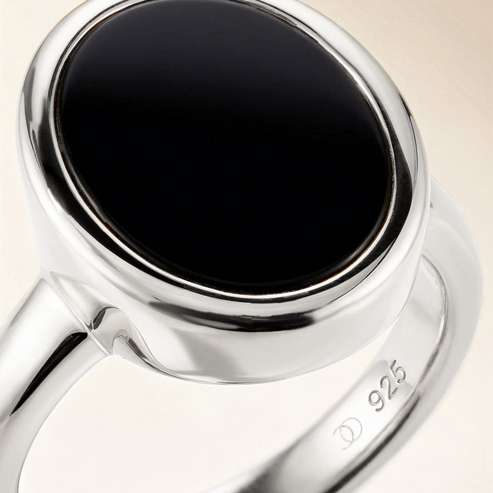 Black Onyx Oval Slice Ring