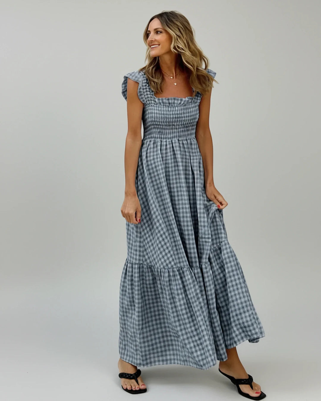 Women's Gingham Summer Maxi Dress