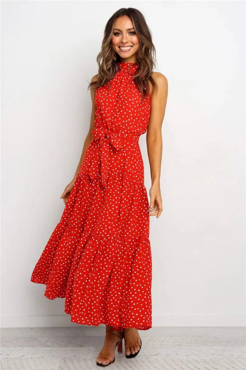 Rosa™ - Sleeveless Polka Dot Maxi