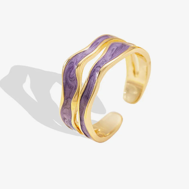 Enamel Wave Adjustable Ring