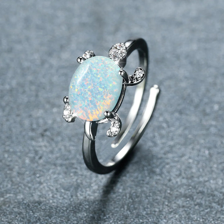 Sea Turtle Opal Adjustable Ring
