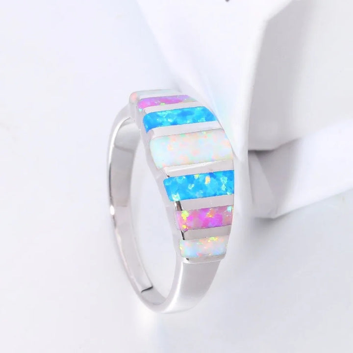 Bohemian Opal Mosaic Band Ring