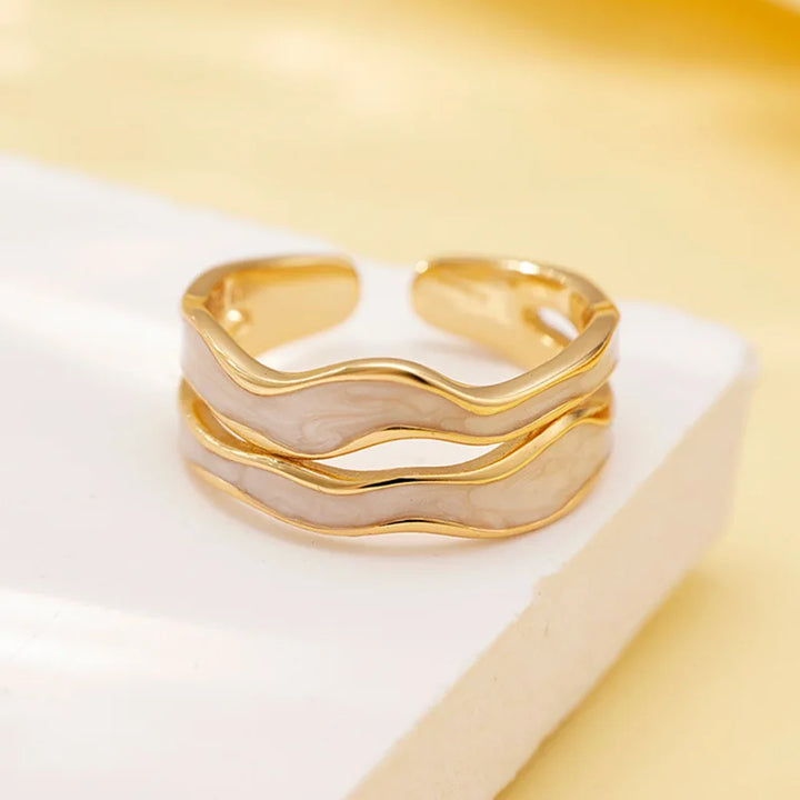 Enamel Wave Adjustable Ring