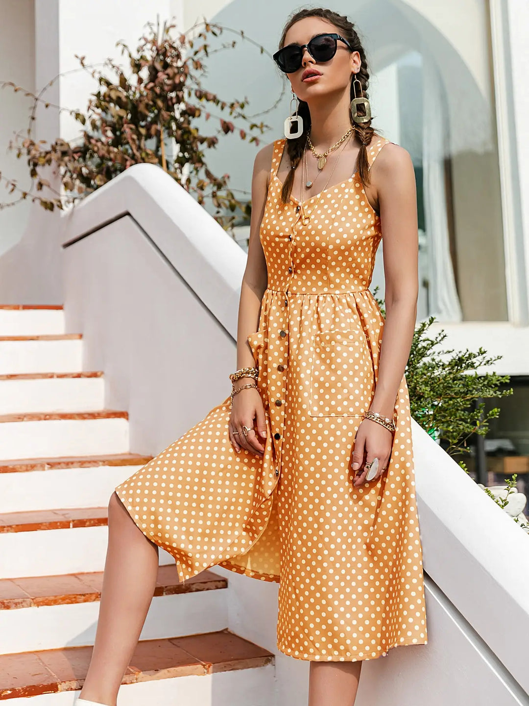Mirabel™ - Button-Front Polka Dot Maxi