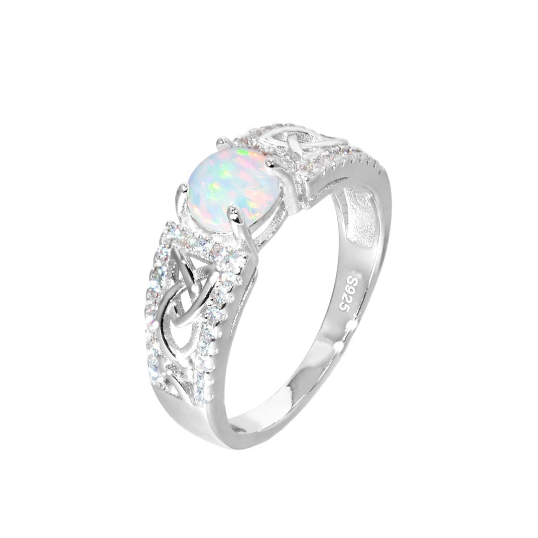 Celtic Knot Opal Silver Ring
